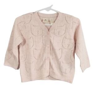 R Baby Gap Baby Girls Soft Pink Pointelle Button Down Cardigan Sweater NWT 6-12M